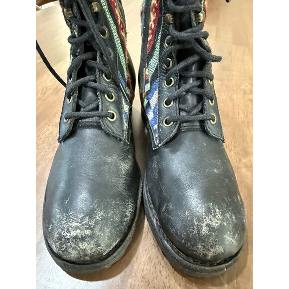 JEFFREY CAMPBELL Distressed Leather Combat Boots Aztec Foldover 2-Way Size 7 - Picture 4 of 15